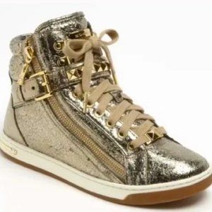 MICHAEL KORS GLAM METALLIC HI-TOP STUDDED SNEAKERS 9M